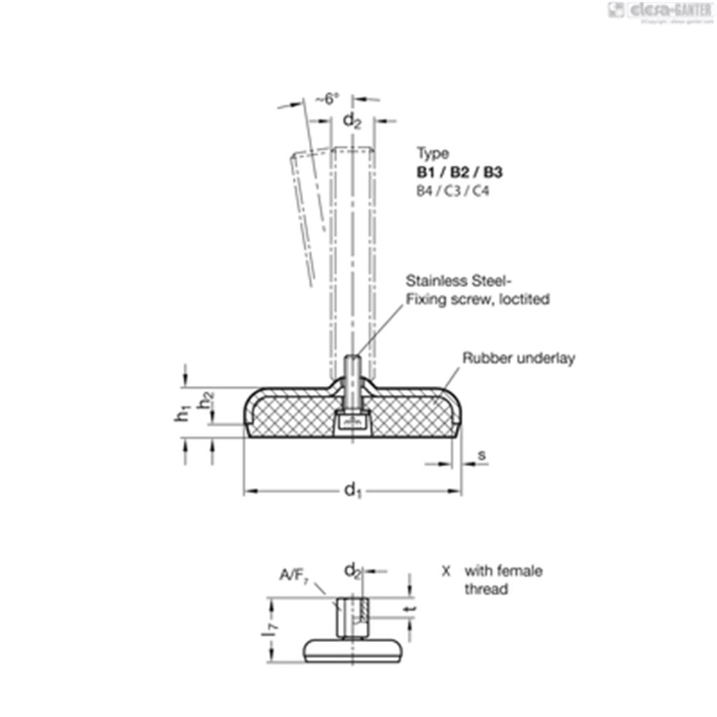 GN 31-80-M12-100-B1-SK Ganter Stelvoet