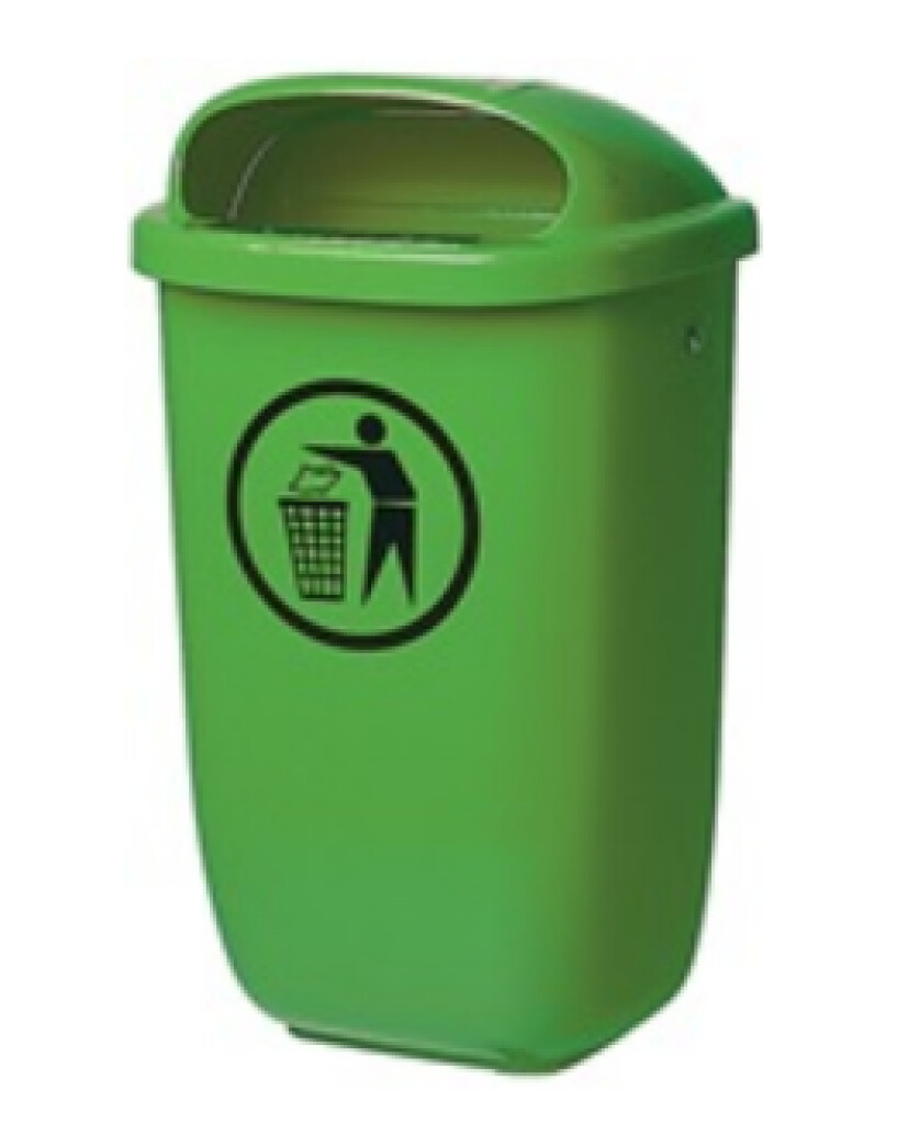Afvalbak 50 L. KU. groen H.395XB.250XD.650mm m. regenkap