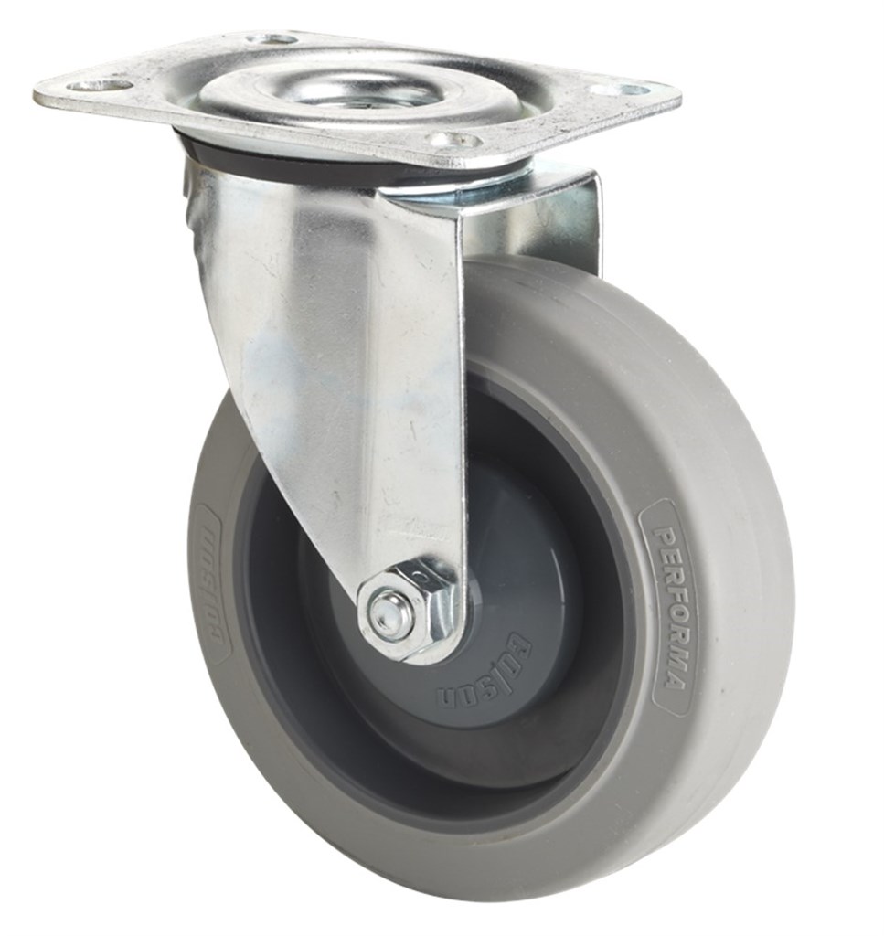 JPPF 1251 5100 Colson Zwenkwiel, Performa grijs rubberband 65 Shore A