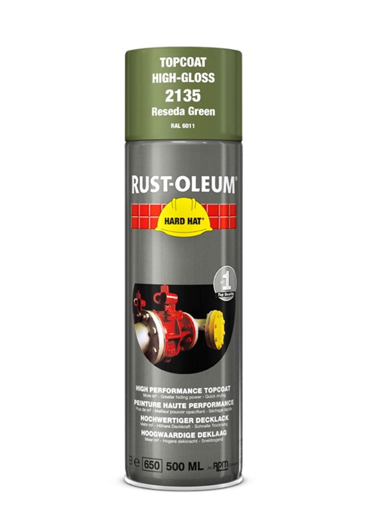 2135 Rust-Oleum Hard Hat deklaag resedagroen (RAL6011) Spuitbus 500ml
