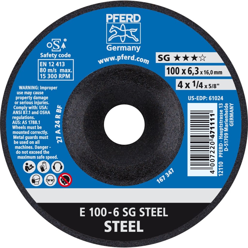 Afbraamschijf staal/RVS E 100-6 SG STEEL/16