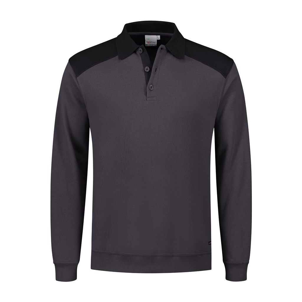 Tesla XXL SANTINO 2 Color-Line Polosweater Graphite / Black mt.XXL (Unisex, Regular Fit)
