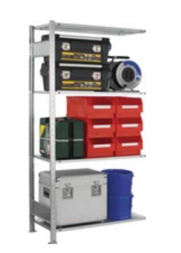 Uitbreidingsstelling verzinkt H2000xB1000xD300mm 1 frame, 4 schappen