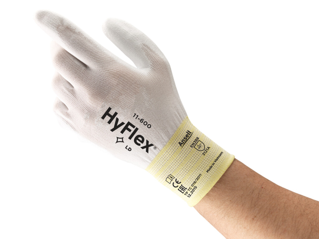 11-600 mt.9 HyFlex Ansell Handschoenen wit mt.9 Maximale vingergevoeligheid en soepelheid voor de meest delicate taken