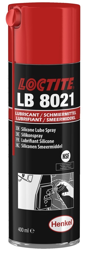 LB 8021 Loctite spuitbus Siliconenolie Voeding (vh Loctite 8021), 400ml.