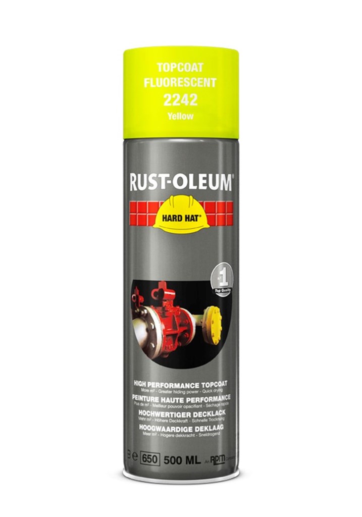 2242 Rust-Oleum Hard Hat deklaag fluorescerend geel Spuitbus 500ml