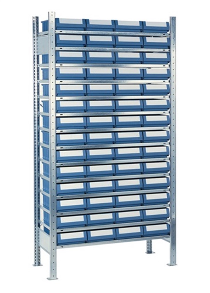 Stellingkast 14 stalen legplanken hoogte 2000 x breedte 1000 x diepte 300 mm basisstelling 56 x 2