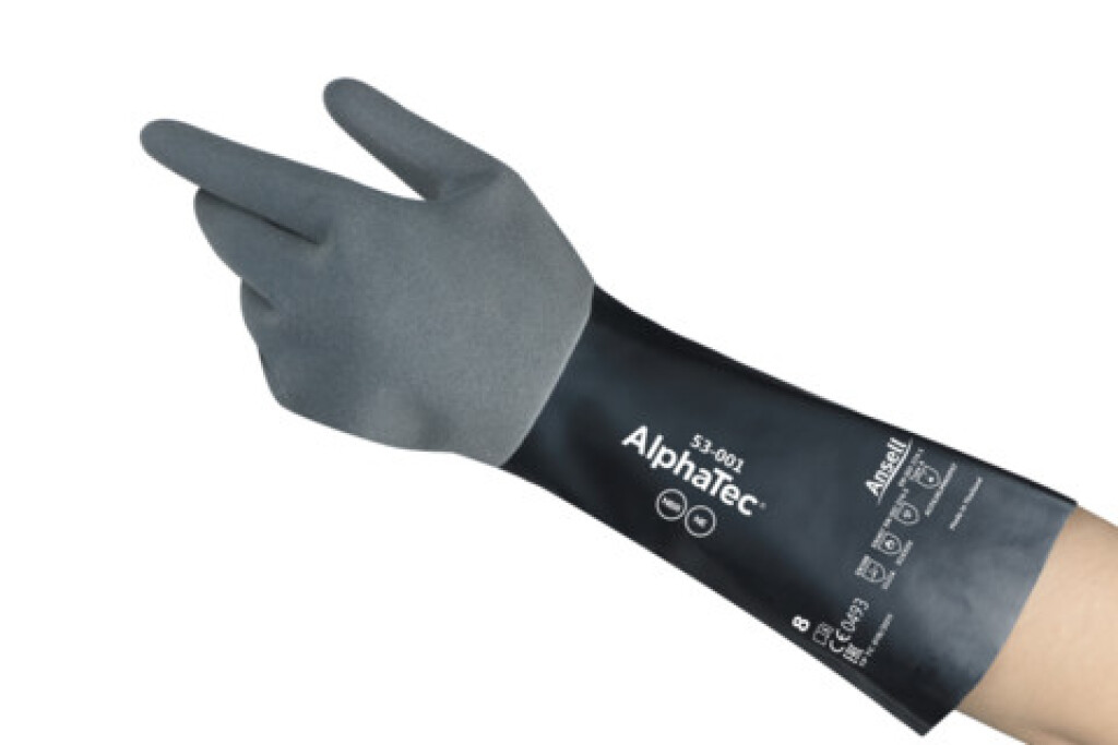 53-001 mt.6 AlphaTec Ansell Handschoenen zwart mt.6 Chemische bescherming met meerdere barrières (Hitte bestendig tot 100°C)
