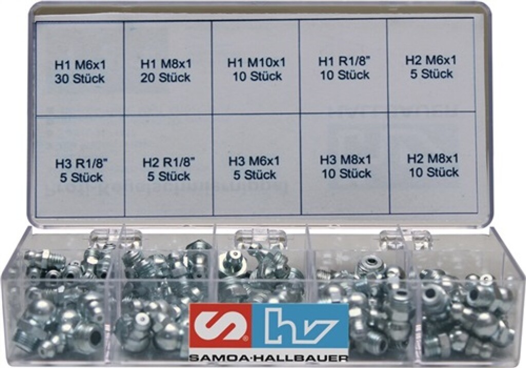 SSK110 Samoa Hallbauer Smeernippel-assortiment  110-delig H1/H2/H3