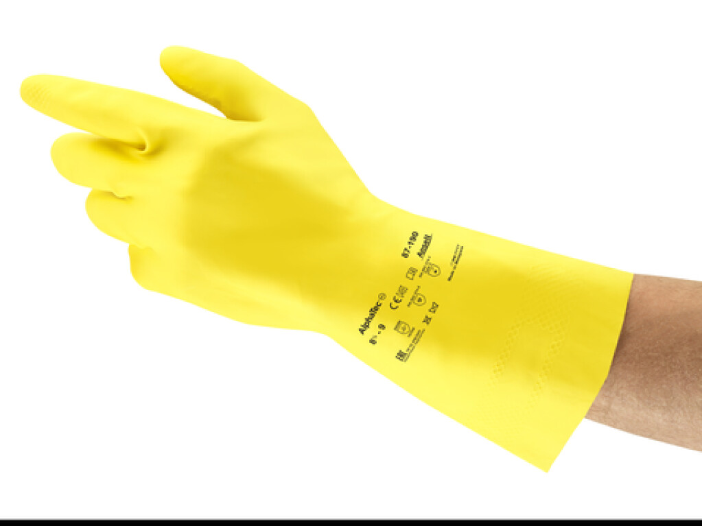 87-190 mt.9,5-10 AlphaTec Ansell Handschoenen geel mt.9,5-10 Extra dunne handschoen voor uitstekende vingergevoeligheid