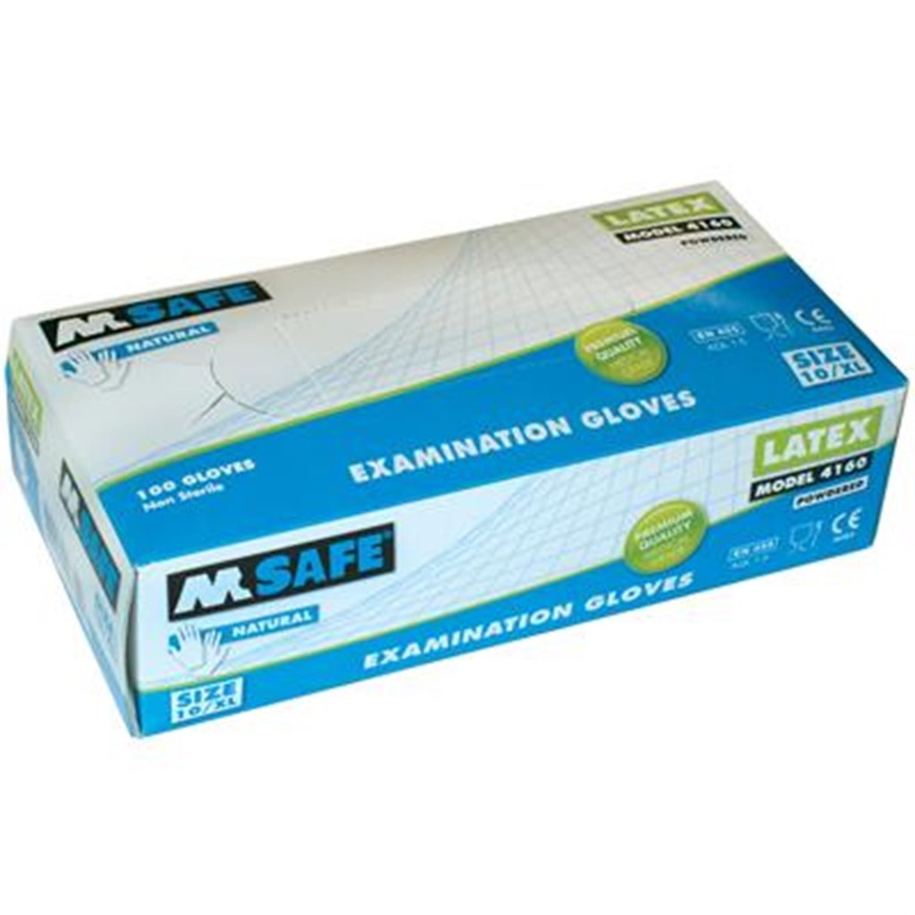 M-Safe disposable latex handschoen 4160 wit, maat 10/XL