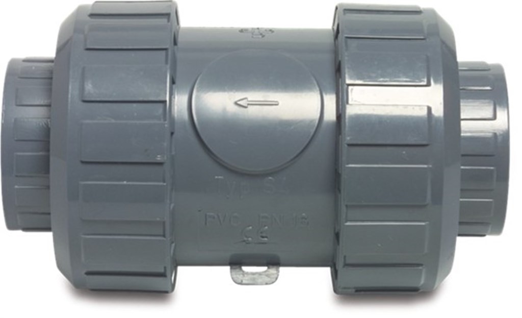 S4 Terugslagklep veerbelast PVC-U 20mm lijmmof 10bar DN15 grijs